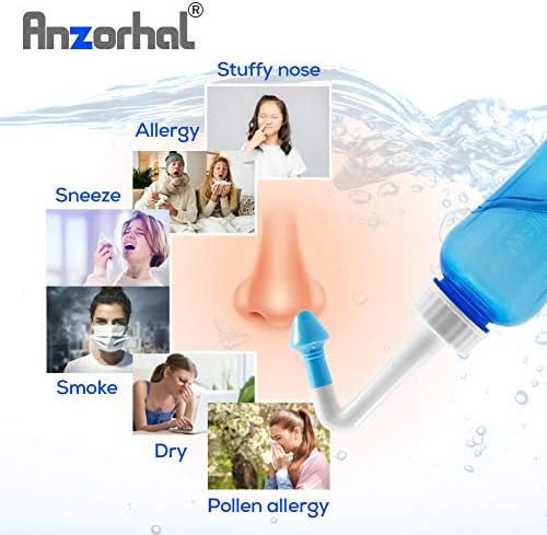 Neti Pot,Sinus Rinse Kit,Neti Pot Sinus Rinse, Neti Pot Sinus Rinse Kit with Thermometer Sticker, Nasal Sinus Rinse Kit,Nasal Wash Sinus Rinse Kit for Adult & Kid (300ml)
