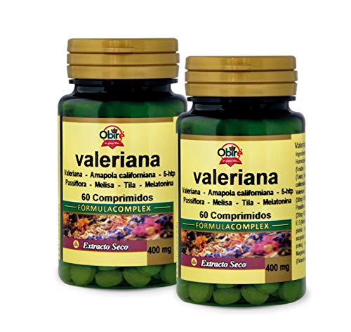 Obire | Valeriana Complex 400 mg | 60 Comprimidos | Pack 2 Unidades | Ayuda para Conciliar el Sueño | Relajante Natural | Con Pasiflora, Tila, Melisa, Amapola, Vit. B12 y Melatonina