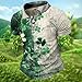 St Patricks Day Shirt Men Four Leaf Clover Vintage Dirty Button Down Funny St Paddys Day Irish Shamrock Short Sleeve Polo Shirt Oversized Casual Golf Linen Work Out Graphic T-Shirts Tee Tops,XL