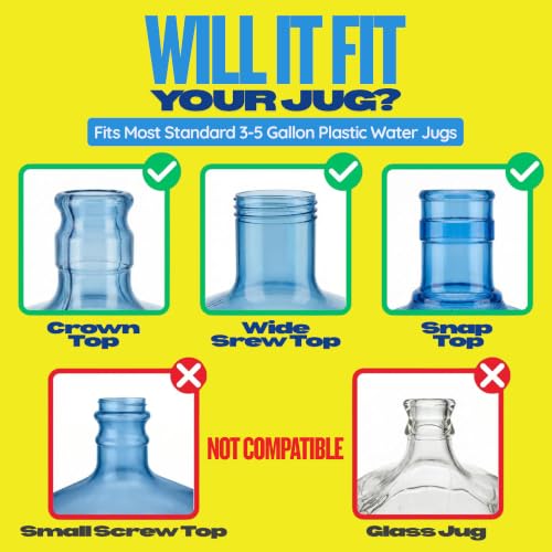 Image of Jug Plug 5 Gallon Water Jug Cap - No Spill, Fits All Standard 3 & 5 Gal Jugs - Reusable Silicone Jug Lid & Caps Replacement, Leak-Proof Water Bottle Cap - 3 Pack