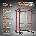 GaveeLife Power Cage, 2000 LBS Power Rack with Cable Cross-Over System, Multi-Functional Strength Training Squat Rack with LAT Pull Down System, Home Gym Equipment with Training Attachment, Red