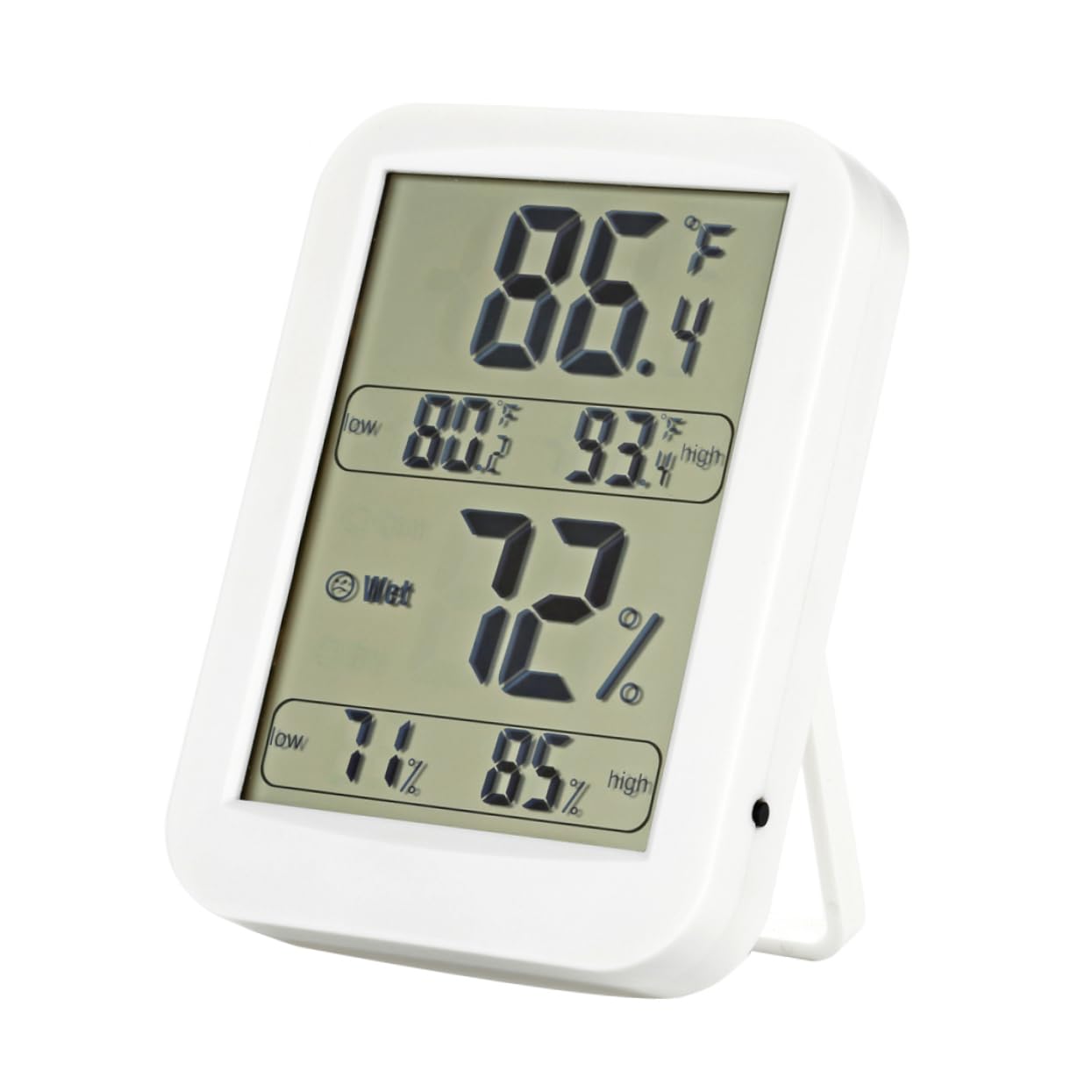 Termometro Ambiente Interno Esterno Digitale Display Lcd Grande | Igrometro Digitale Bianco in Abs, Intervallo Temperatura 10 a 70 °c, Alimentazione 1 Batteria Aaa Non Inclusa