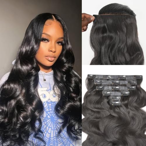 LUVME Zero Trace Body Wave 100% Real Human Hair Clip In Hair Extensions