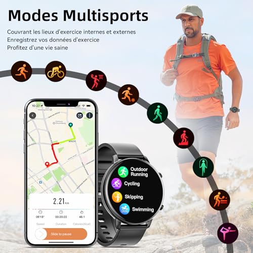 Hwagol Montre Connectée Homme Femme 1.39" Smartwatch avec Podometre, Moniteur Sommeil, avec 140+ Sportifs, Smartwatch Montre Intelligente Bracelet pour Android iOS – Image 6