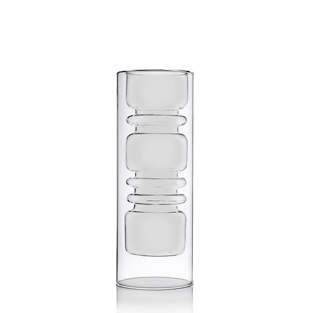 Ichendorf Milano Vaso Revolve Rosa/Verde, Vetro Borosilicato Fatto A Mano, D13 X H25 Cm, Collezione Design Brian Sironi