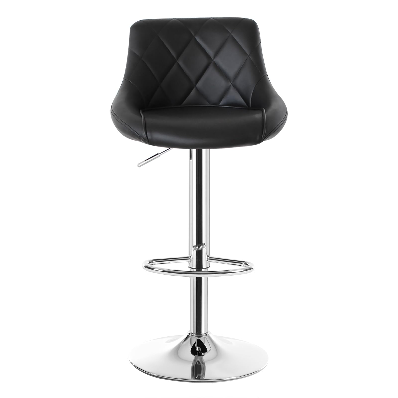 WOLTU Juego de 2 Taburete de Bar con Respaldo, Taburete Alto Cocina Acero Cromado, Asiento Bien Acolchado, Negro
