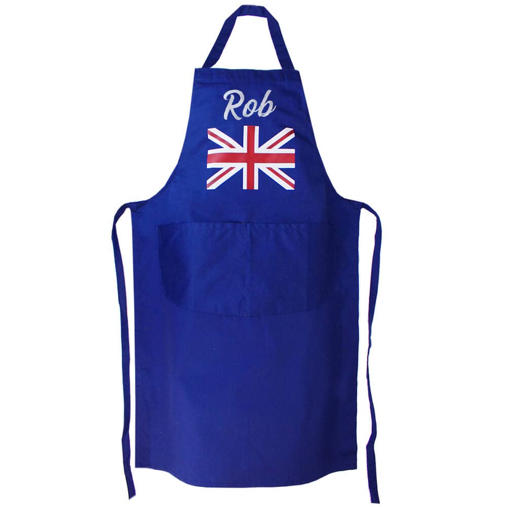 TeddyT's Personalised Union Jack British Kitchen Apron (Royal Blue)