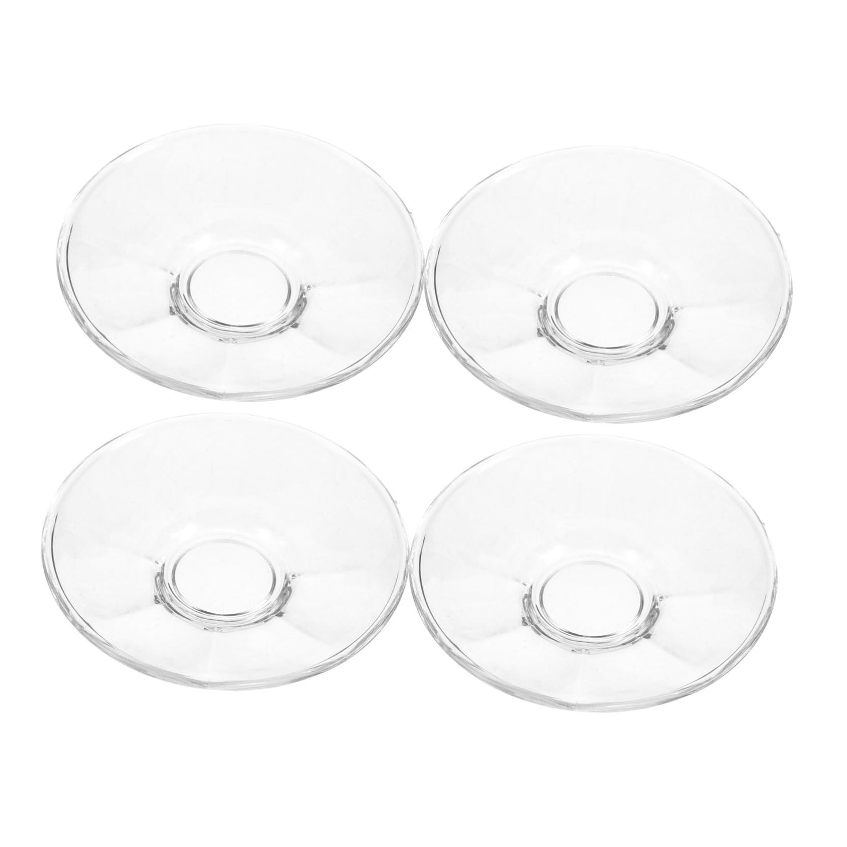 Unomor 4pcs Elegant Glass Dessert Plates Transparent Serving Trays for Tea Appetizers Dried Fruits and Pastries Compact Lightweight Design for Home and Outdoor Use