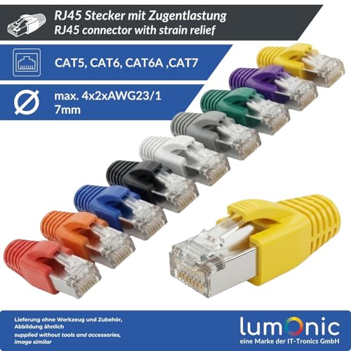 Cable LAN con Enchufe de Red RJ45 Lumonic CAT5 CAT6 CAT7 gris 4