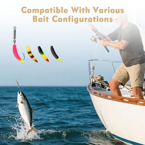 18 Stück Angelhaken mit Widerhaken, 6 Größen Rotierende Wirbelhaken für Forellen Angeln – Rotate Fishing Rig Hooks, Forellen Rotor Haken Angelwirbel, Perfekt für Meeres- und Süßwasserangeln