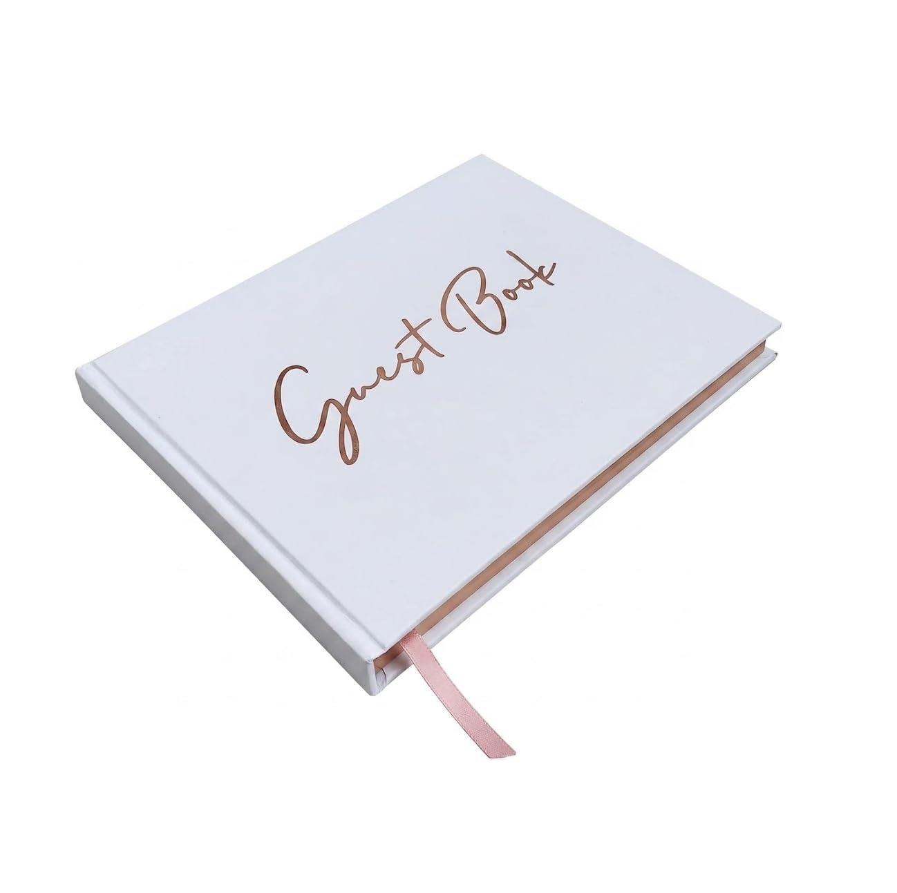 Luxury Guest Book Elegant Hardcover Premium White with Rose Gold Text Perfect for Weddings Parties Business Meetings Baby Showers Birthdays Funerals Company Reception Visits and Special Events