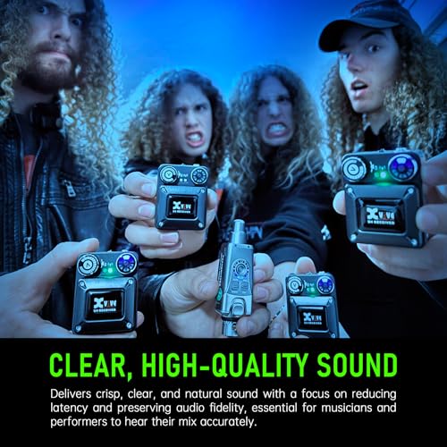 Image of Xvive U4R4 Wireless in-Ear Monitor System Professional IEM System,1 Transmitter and 4 Beltpack Receiver for Studio, Band Rehearsal,Live Performance