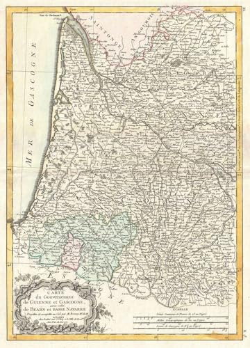 1000 pcs Puzzle | 1771 Bonne of Gironde and Gascony, France (Bordeaux Wine) Map