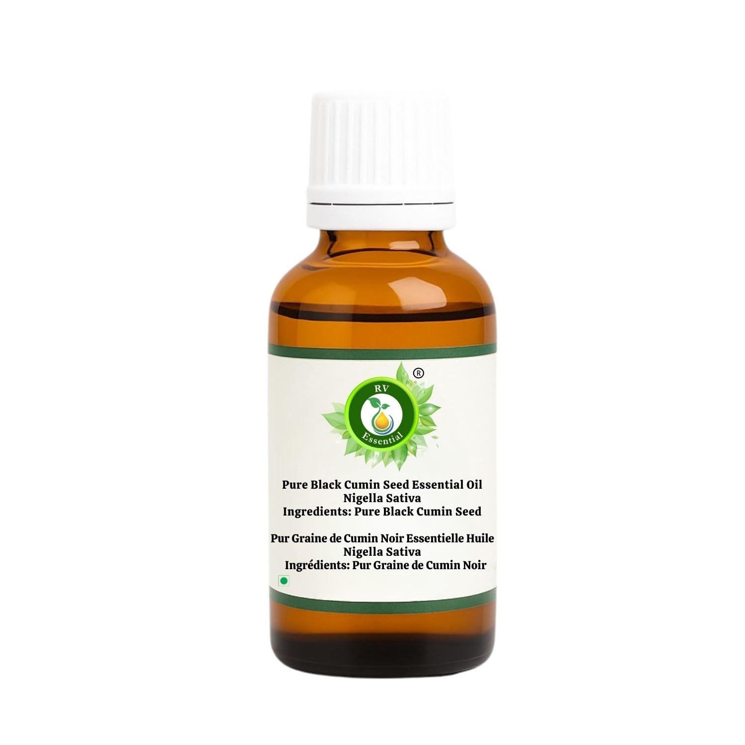 R V Essential Aceite esencial de semilla de comino negro puro 50ml (1.69oz)- Nigella Sativa (100% puro y vapor natural destilado) Pure Black Cumin Seed Essential Oil