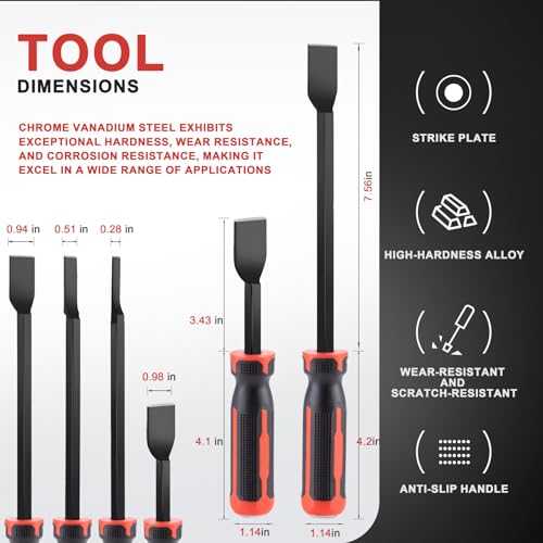 Image of Gasket Scraper Set- 4 Piece, Carbon Automotive Gasket Scraper Tool, 4-PCs Set, 1 inch, 1 inch,0.3 inch, 1 /2 inch