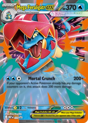 Image of Pokemon TCG: Mega Evolution-Ascended Heroes Mega Feraligatr ex Box (1 Foil Promo Card, 1 Oversize Lenticular Card & 4 Booster Packs)