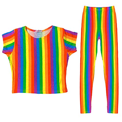Crop tops et leggings arc-en-ciel au design élégant pour filles