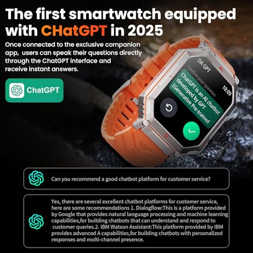 Image of Military Smart Watches for Men with GPS,Compass,2.01 inch HD Display Bluetooth Calls,Smartwatch with GPT Voice Assistant,LED Flashlight,Fitness Tracker with 120+ Sports Modes,Compatible with Android & iOS