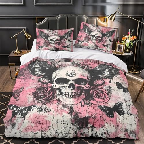 Housse de couette hypoallergique crâne 3D avec fermeture éclair
