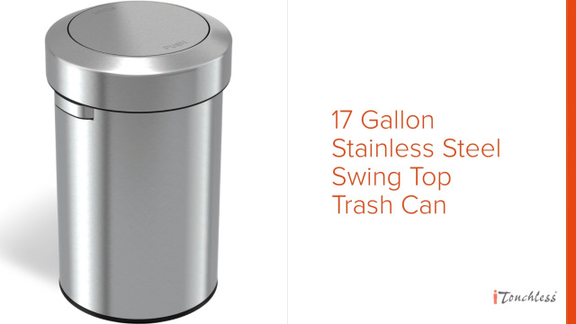 Image of iTouchless, Restaurant, Office and Kitchen Titan 17 Gallon Swing Open Trash, Stainless Steel Self-Balance Flip Top Lid Commercial Grade 64 Liter Garbage Can is Perfect for Business, Softstep 17 Gal