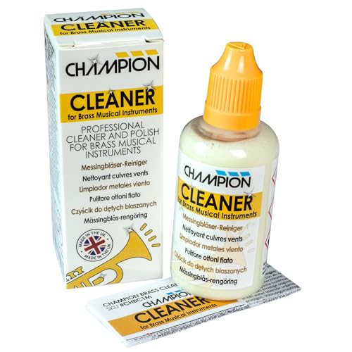 Champion Nettoyant pour instruments en cuivre. Pour trompette, cornet, euphonium, tuba, bugle, cor baryton, cor d’harmonie, helicon et sousaphone. Finition brillante. Fabriqué au Royaume-Uni