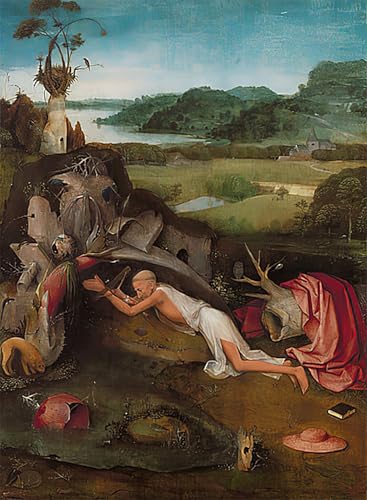 Affiche Toile La Tentation de Saint Antoine par Hieronymus Bosch Tableau Bureau 60x90cm