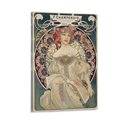 Toile Alphonse Mucha poster peinture d'art pour un salon elegant et retro