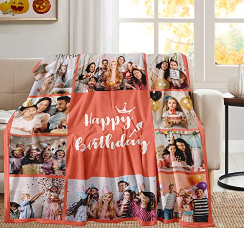 Juantao Custom Blanket With Photo Picture Personalized Happy Birthday Gifts For Women Men Dad Mom Wife Husband Grandma Grandpa Sister Daughter Son Best Friend #TOP1