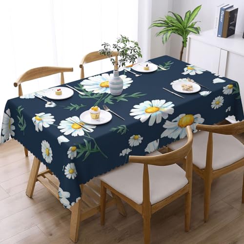Nappe rectangulaire imprimé marguerite pour protéger la table des taches de repas