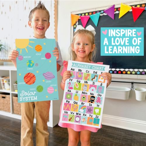 Image of Hadley Designs 16 Educational Posters for Classroom Must Haves - Laminated Pre-K Posters for Toddler Homeschool Essentials, Toddler & Preschool Learning Activities, Kindergarten Classroom Decor