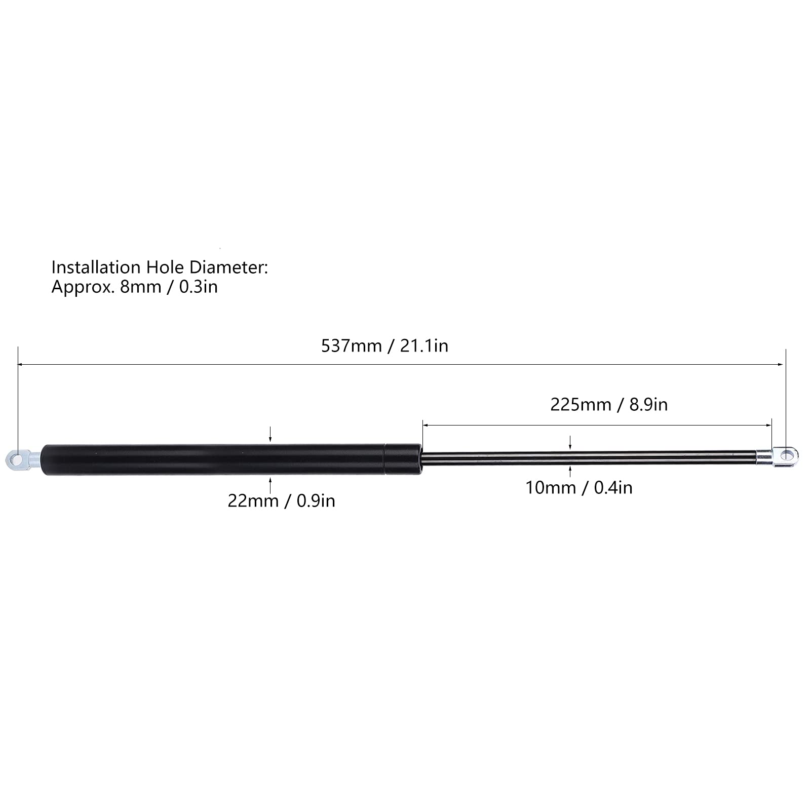 Ammortizzatore A Gas Con Molla Per Sollevamento - 765mm Lunghezza, Corsa 300mm, Per Cofani Auto, Portelloni, Barche (400N)