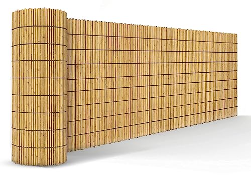 FB FunkyBuys Bamboo Reed Screening – Thick Natural Bamboo Reed Fencing with Cotton String–...