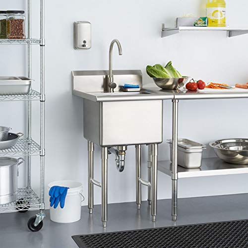 KITMA 1 Compartment Stainless Steel NSF Commercial Sink & Utility Sink - Bowl Size 16" x 18" x 12" - Thumbnail 7