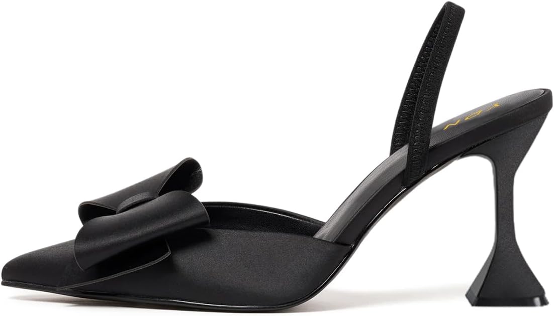 YDN Women's Bowknot Pointy Toe Pumps Special Wine Glass High Heels Pull On Single Strap D'orsay Sandal Shoes Size 4-16 US
