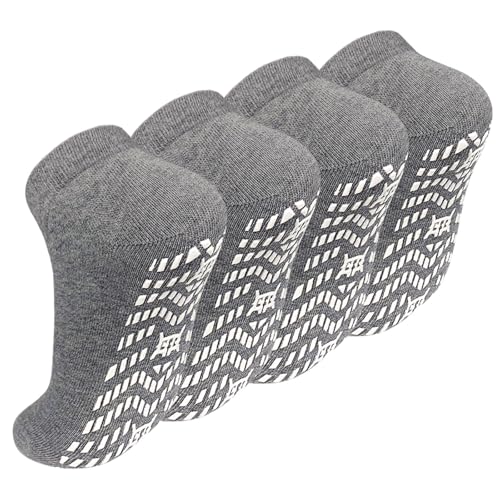 Artfasion Non Slip Socks with Grip: Men's Grippy Non Skid Ankle Socks for Hospital Elderly Women Pilates Fitness 4 Pairs