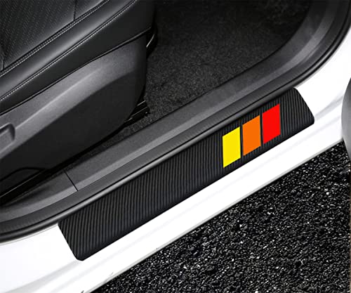 4 Pack Tri-Color 3 Color Carbon Fiber Door Sill Protector Welcome Pedal Front Rear Door Guards Step Protector For Toyota Tacoma 4Runner Tundra Rav4 Highlander. (Yellow Orange Red-A) #TOP4