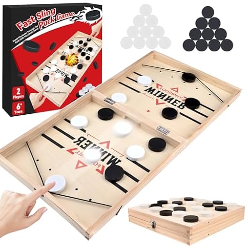 Vibbang Juego de Mesa de Hockey, Fast Sling Puck Juego, Juego de Rebote Rápido de Doble Combate, Juego de Mesa de Ajedrez Portátil - un Regalo Adecuad | Ya disponible en tu tienda friki favorita! En mundofriki.es!