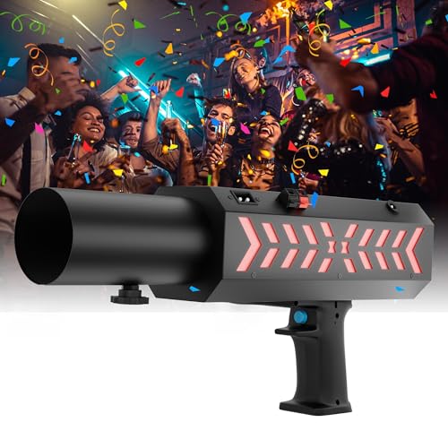 SHEHDS Electric Confetti Launcher with LED RGB Effects, 20–26 ft Shooting Distance for Stage, DJ, Concert, Party & Events (Confetti Paper Not Includ