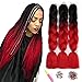 Kanekalon Negro a Rojo Jumbo Ombre Trenzado Sintético Pelo 100G / PC 24 "Para Extensiones de Cabello de Ganchillo Africano 3PCS / LOT