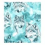 Aesthetic Wolfs Kühlschrank-Magnetabdeckung, Motiv: Wolfs, für Geschirrspüler, 58,4 x 66 cm, Türkis