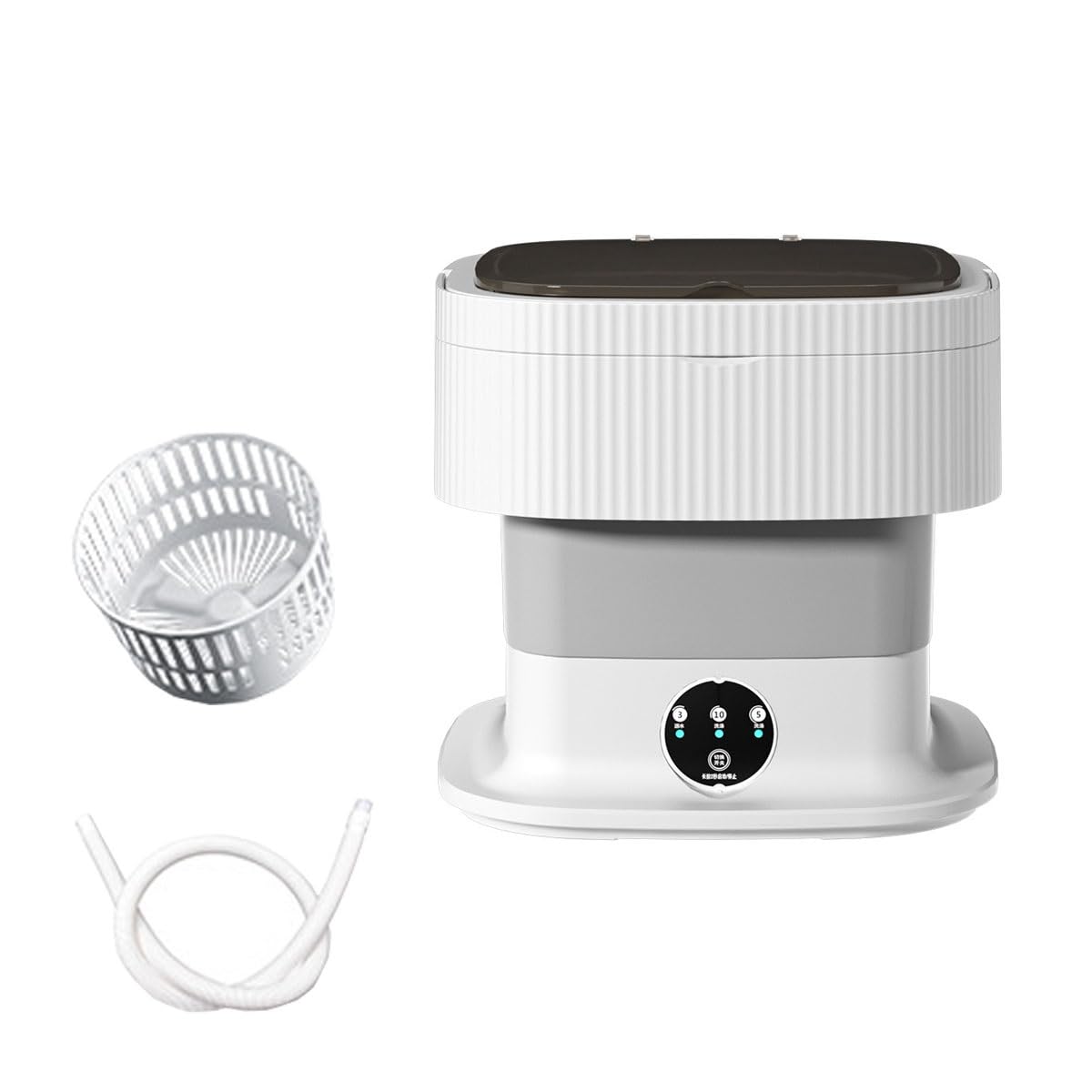 12X12X11in Foldable Washing Machine 10L Large Capacity Washer With Spin Cycle Basket And Drain Hose Travel Washing Machine For Home Dormitories Hotels(Gray)