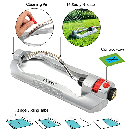 Eden 96215 Metal 2-Way Oscillating Sprinkler For Lawn And Garden W/Quick Connect Starter Set #TOP2