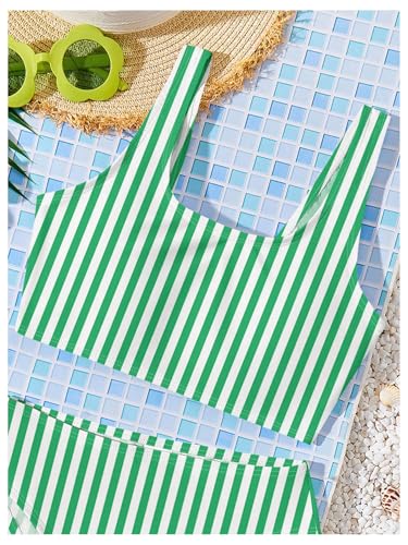 SweatyRocks Girl's Striped Swimsuit 2 Piece Bikini Sets Bathing Suit Summer Swimwear4