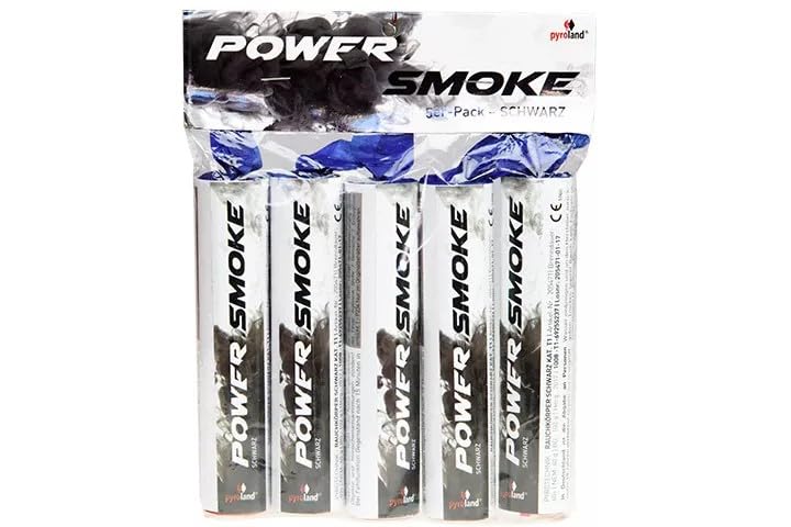 Pyroland Rauchbomben Power Smoke 5X Rauchfackeln für Hochzeit Schwarz