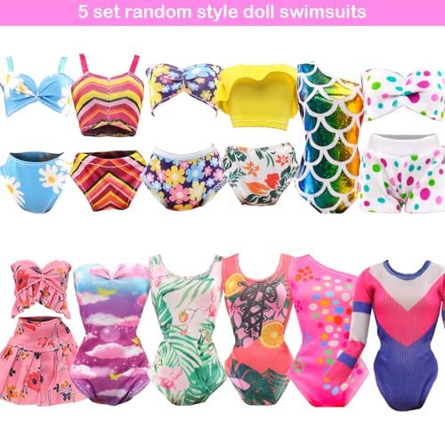 Miunana 10 Puppenkleidung Puppen Kleidung 5 Badeanzug Bikini 4 Meerjungfrau Schwimmbekleidung 1 Bademantel für 11,5 Zoll Puppen