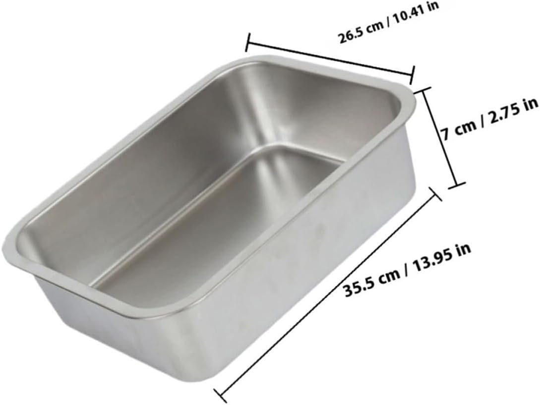 2pcs Stainless Steel Rectangular Buffet Tray 1.5l Silver Serving Pan | Dishwasher Safe, Lightweight Smooth Surface, Convenient Food Storage for Kitchen Buffet and Party Service