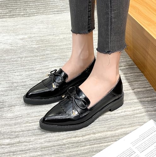 Image of Classic Women's Chunky Loafers Platform Comfortable Slip-On Dressy Business Casual Shoes with Fringe