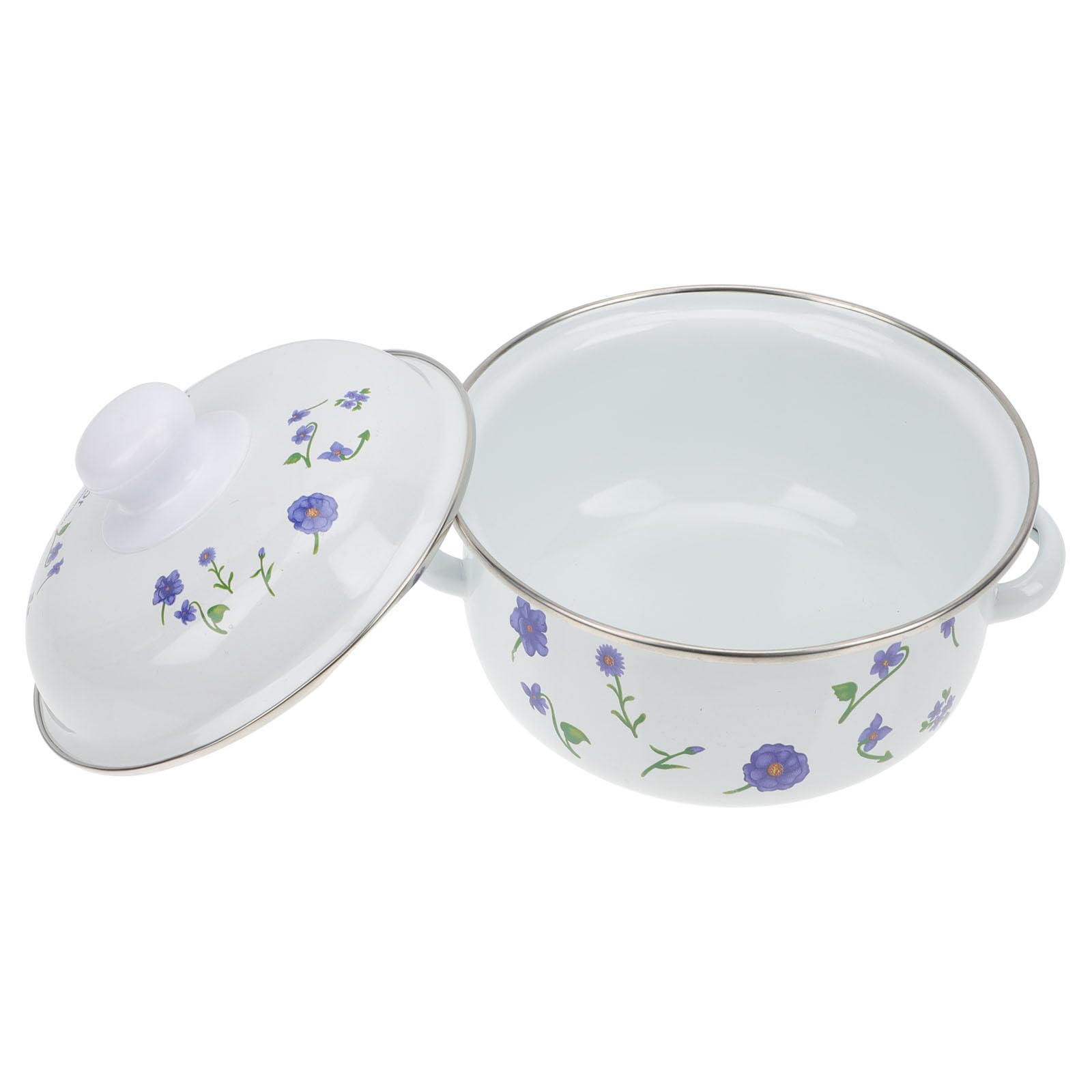 Enamel Stockpot Soup Pot Stew Pot Vintage Saucepan Casserole Pot Nonstick Round Cooking Pot with Lid Handle Pasta Pot for Boiling Milk Noodle Foods