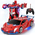 RC Car for Kids, Remote Control Car One-Button Transformation to Robot, 1:18 Transforming Toys with Lights & Controller, 360°Rotation Toy Cars, Birthday Gifts for 3 4 5 6 7 8 9 10 Year Old Boys