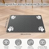 Napfunterlage Hunde und Katze, Futterunterlage für Katzen rutschfest Unterlage Katzennapf, Super Saugfähige Schnelltrocknend Futtermatten für Haustier Hund Unterlage (Dunkel Grau, 40 x 60 cm)